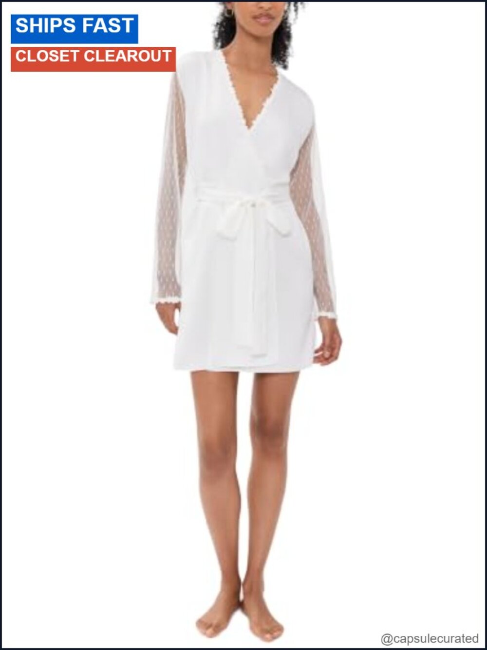 Flora Nikrooz Showstopper Charmeuse Robe Mesh Sleeves Sleepwear
